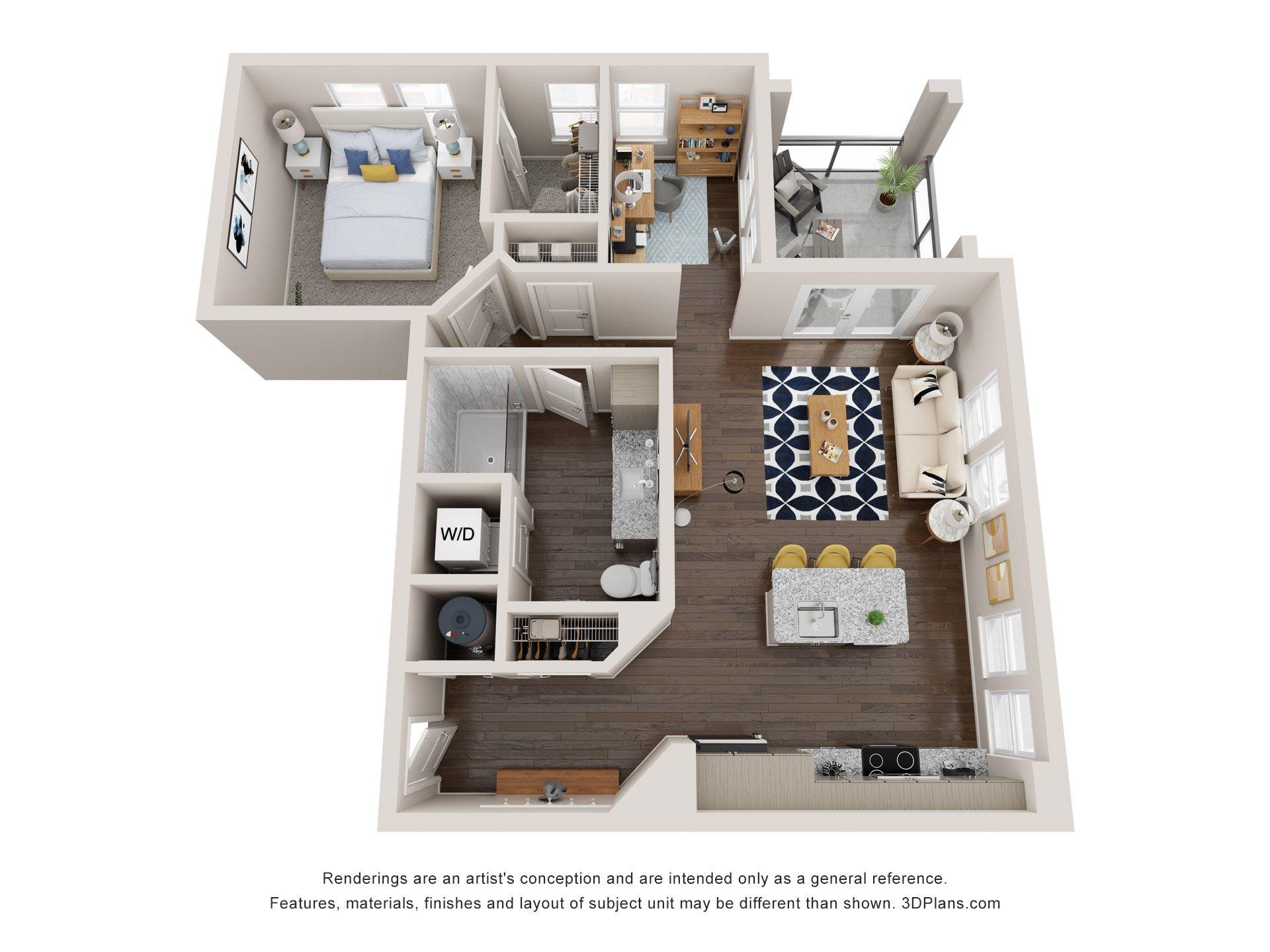One Bedroom w/ Den - Cooper B